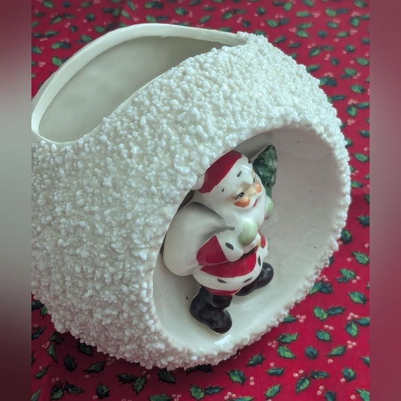 Vintage Santa Planter- Relpo Mid-century Christmas bowl Ceramic snowball 60s - Picture 2 of 12